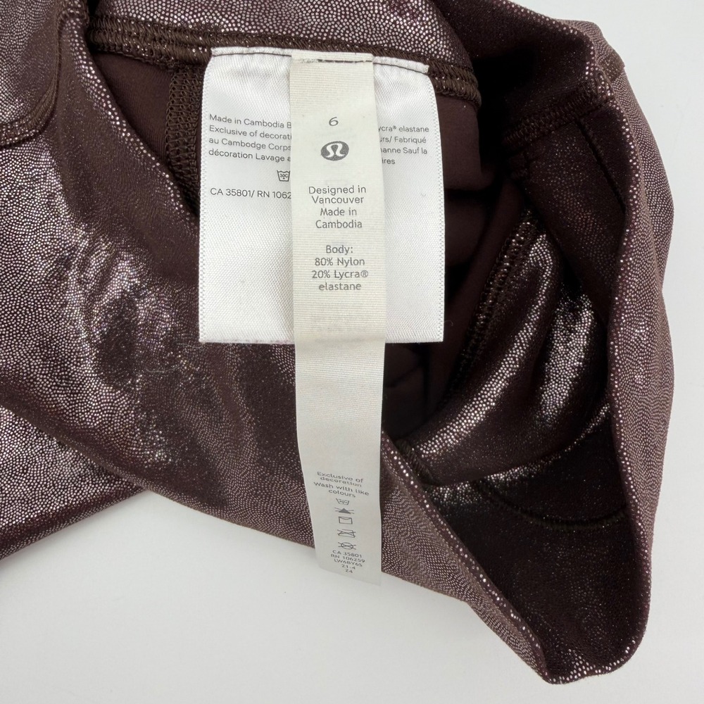 Lululemon Align High Rise Metallic Foil Shine Leggings Burgundy Cropped Size 6 - Picture 8 of 8